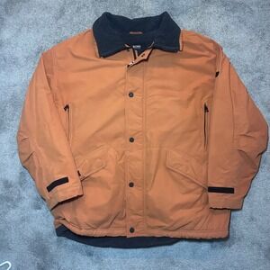 Hugo Boss Jacket Mens 4XL-6XL? Orange Fleece Lined Full Zip Snap Utility Coat